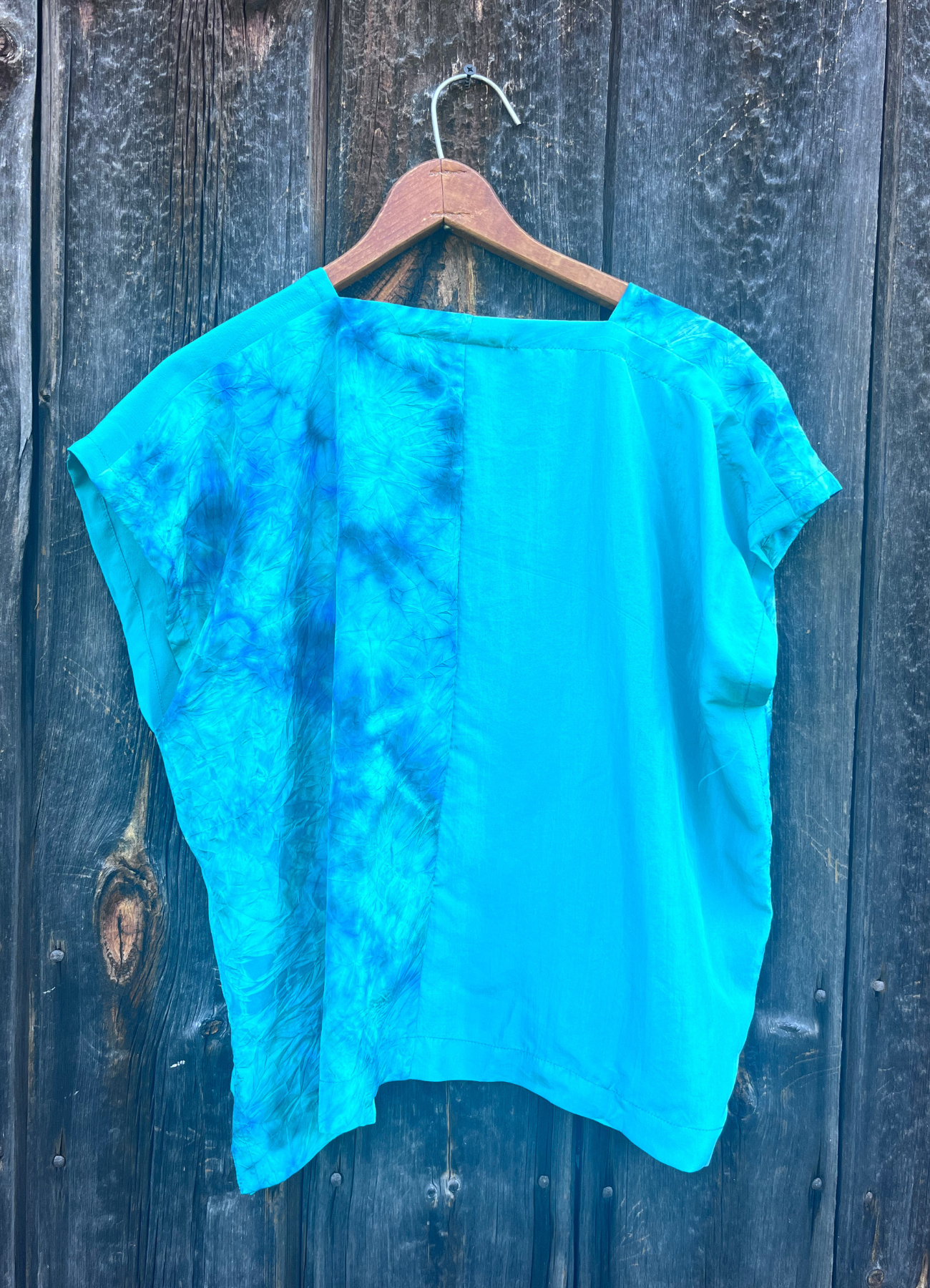 Wren Top Silk Blue Tie Dye