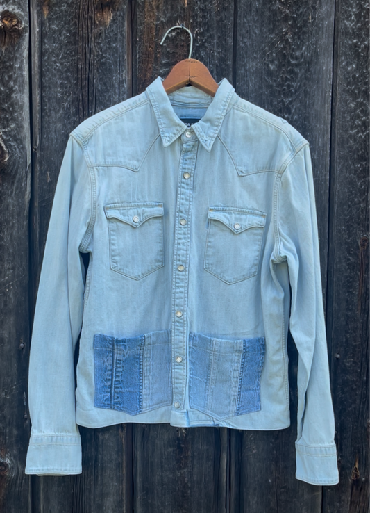 Denim Shacket Star Patch