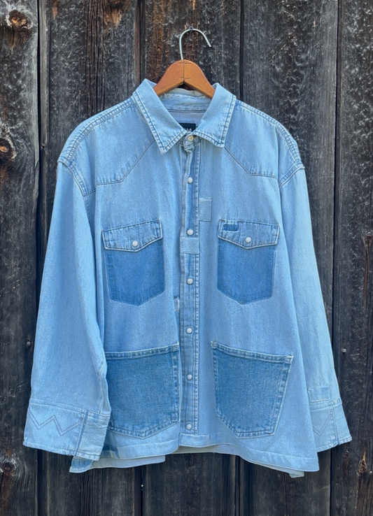 Denim Shacket Star Patch
