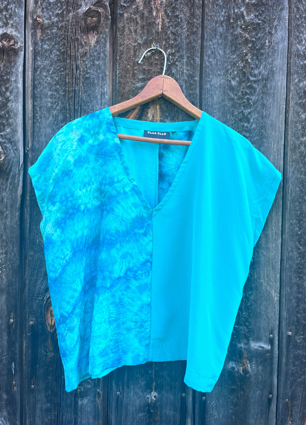 Wren Top Silk Blue Tie Dye