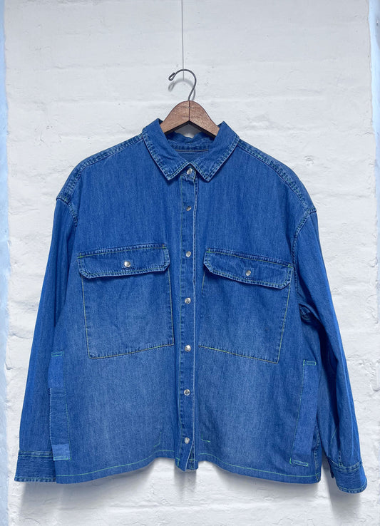 Grid Denim Shirt Jacket Size 3